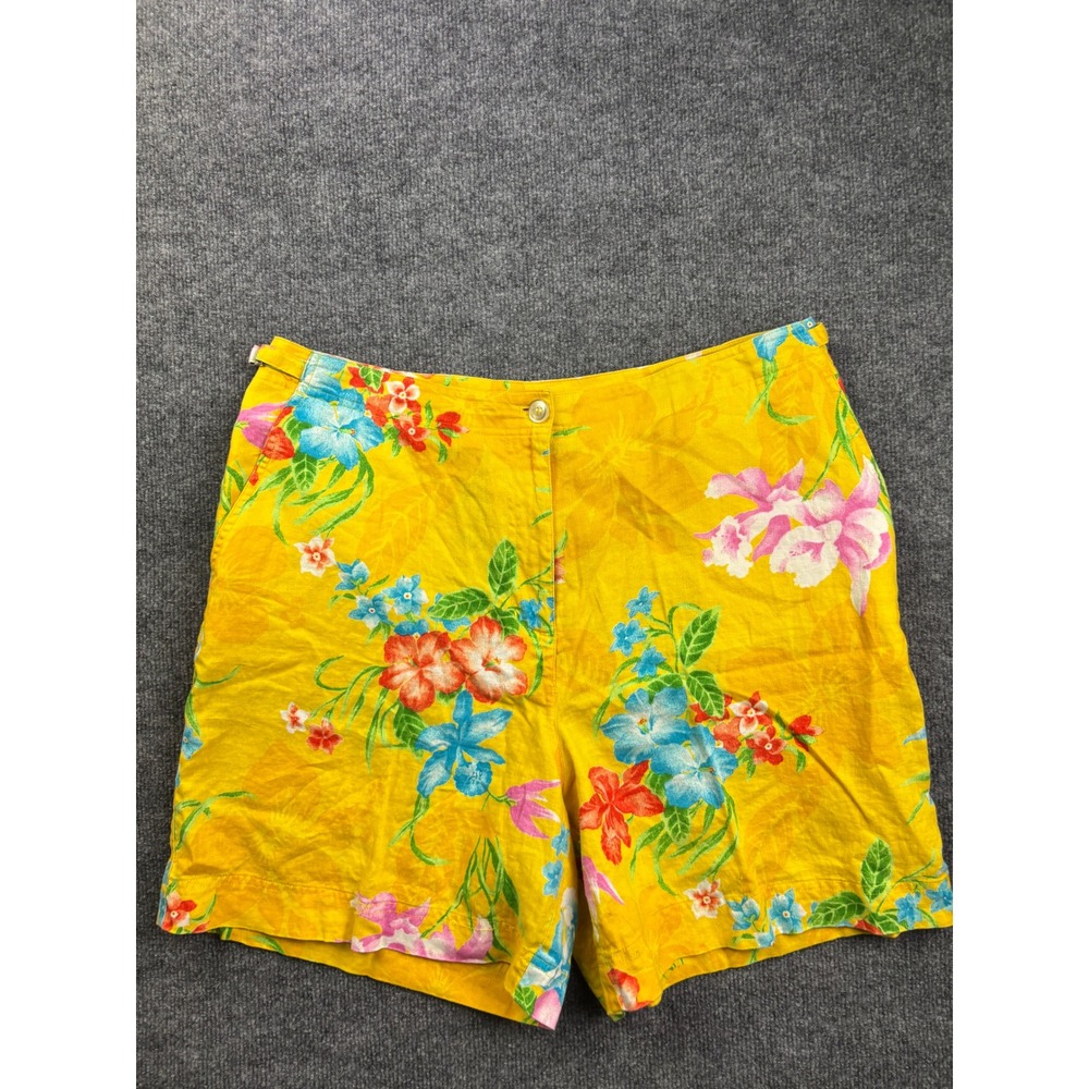 Lauren Ralph Lauren Shorts Womens 14W Floral Tropical 100% Linen High Rise